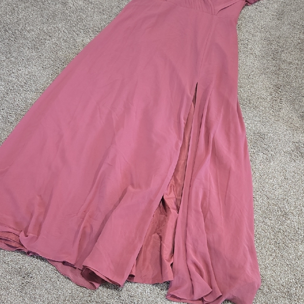 Azazie Rylee Mauve A-Line Pleated Chiffon Dress - Picture 5 of 8